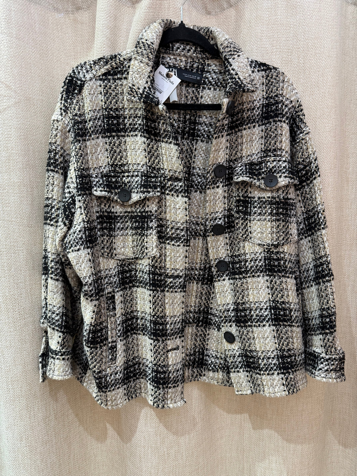 Veste beige et noir tweed