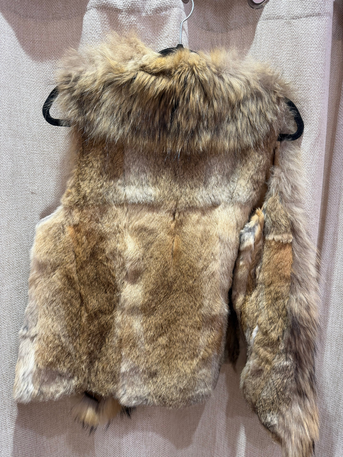 Veste sans manches beige en lapin et raton - T.M/L 30/09