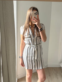 Robe blanche rayures vertes IKKS T.S