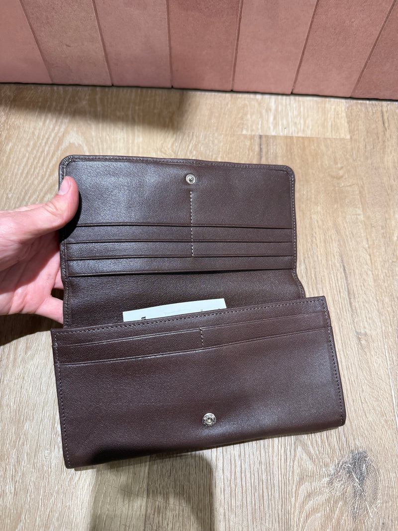 Portefeuille marron cuir Longchamp