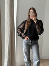 IRO Noire dentelle T.40 - Blouse