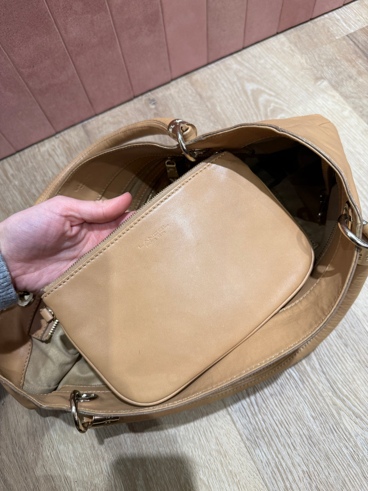 Sac cabas cuir camel Lancel