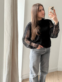 IRO Noire dentelle T.40 - Blouse