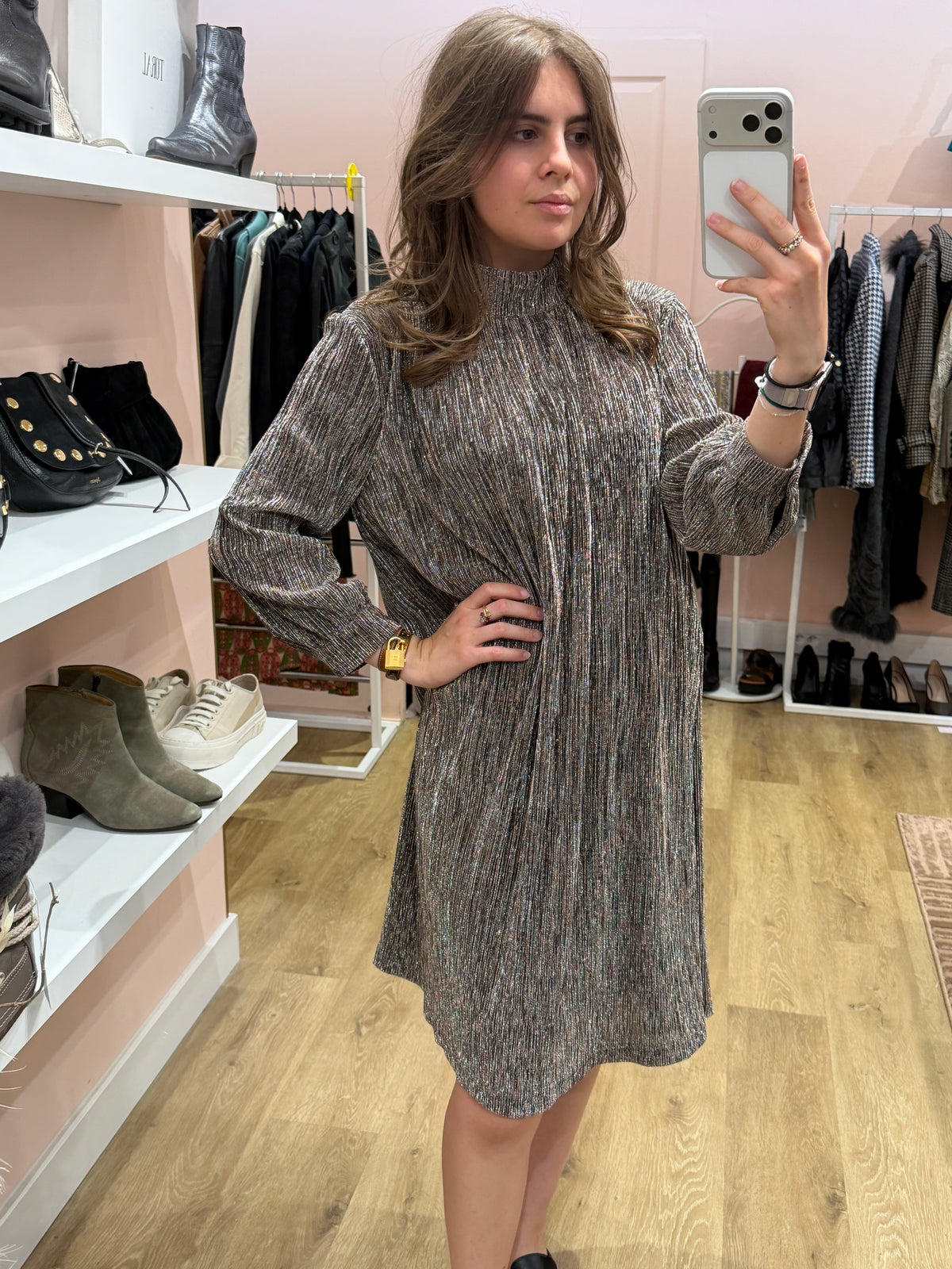 Robe brillante dorée argentée IKKS T.36 01/09