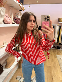 Blouse rouge et blanc rayures T.S 01/07