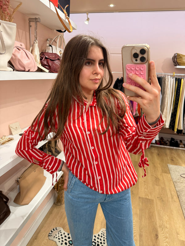 Blouse rouge et blanc rayures T.S 01/07