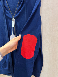 Zadig & Voltaire - Sweat-shirt bleu à capuche, détail rouge - T.L 11/09