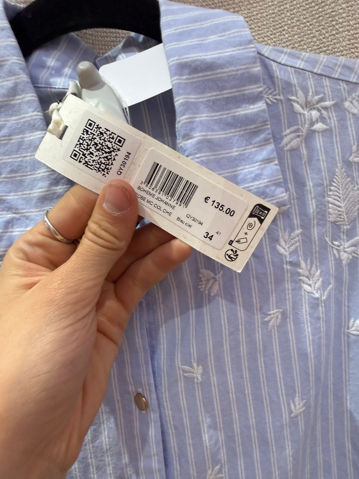 Robe bleu ciel à rayures I.Code T.34 16/06