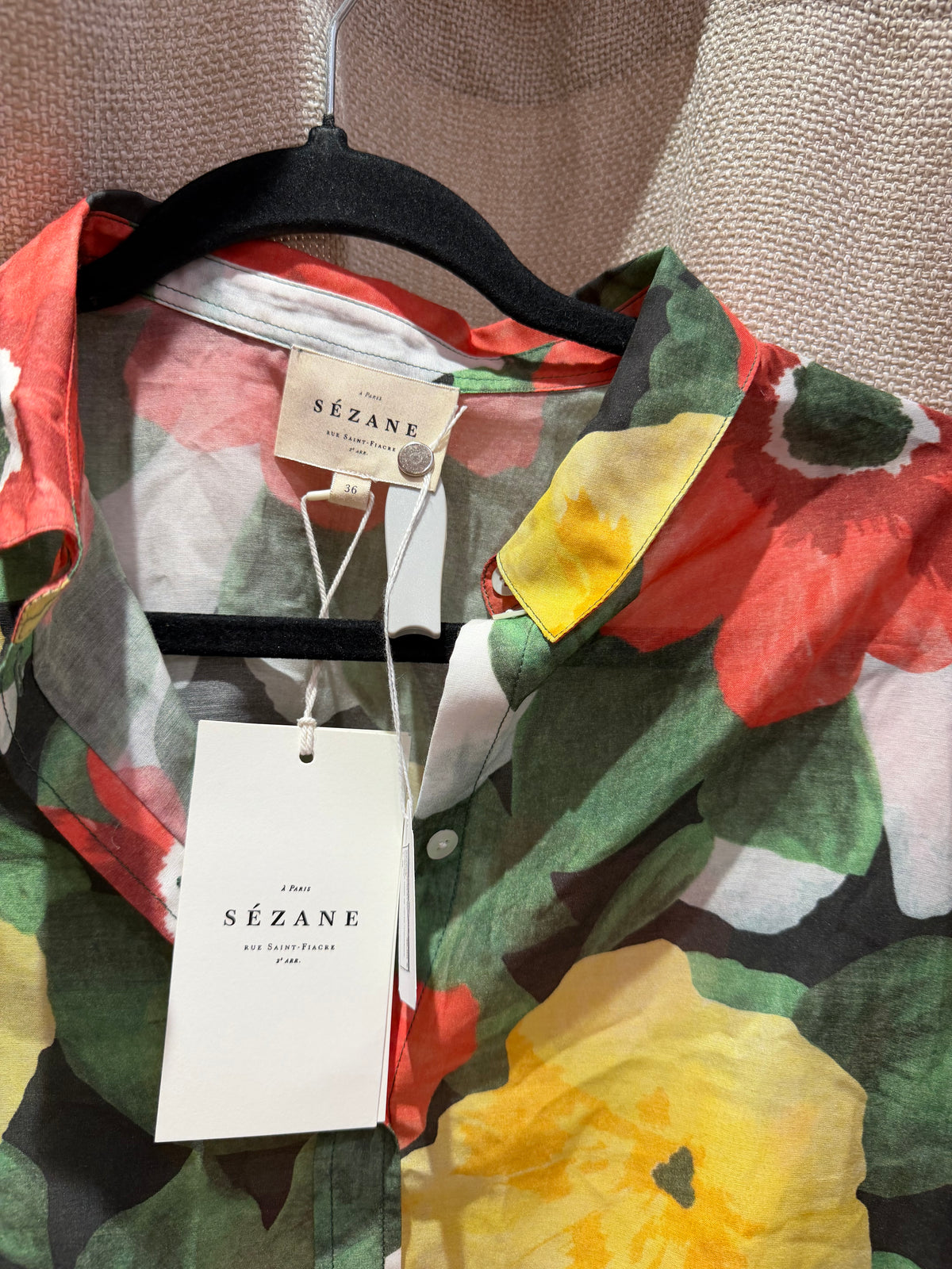 Chemise rose et verte manches longues Sézane T.36