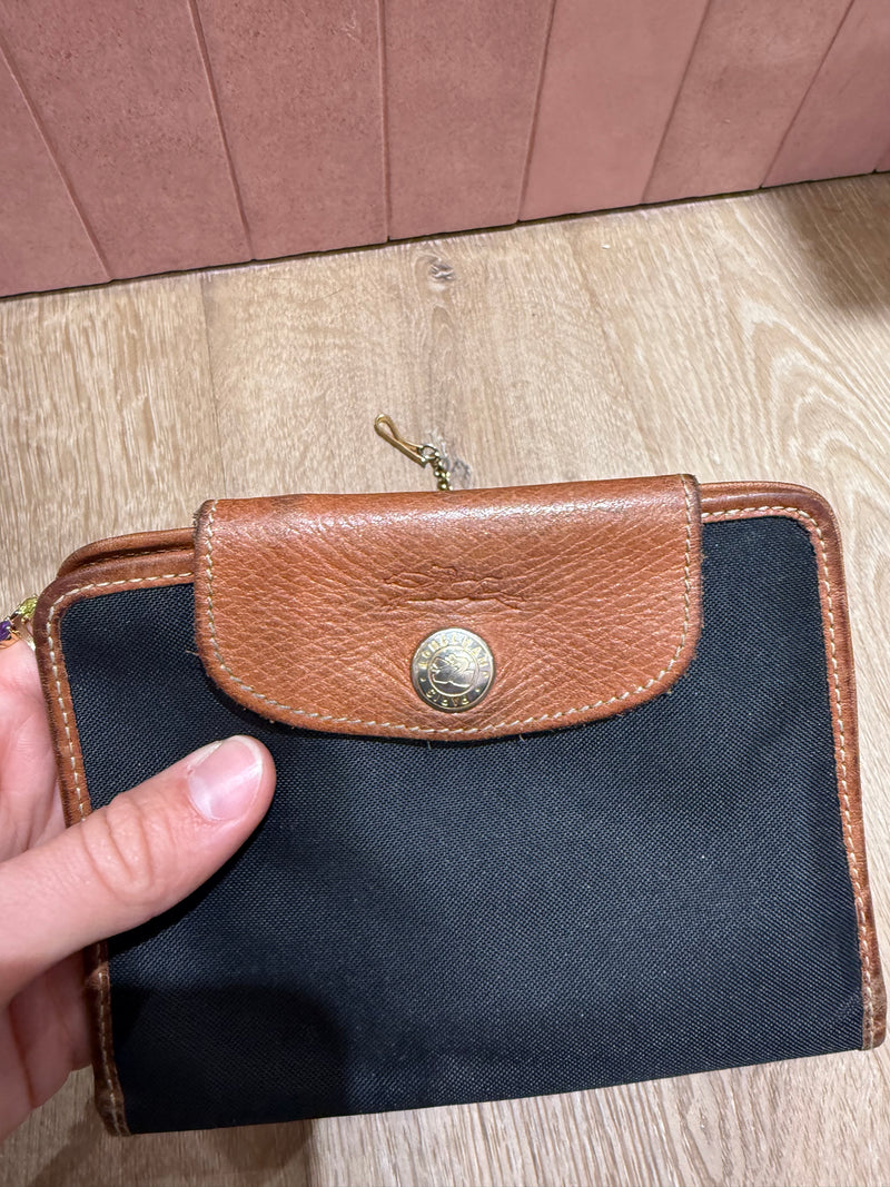 Pochette noire et marron Longchamp (petite)