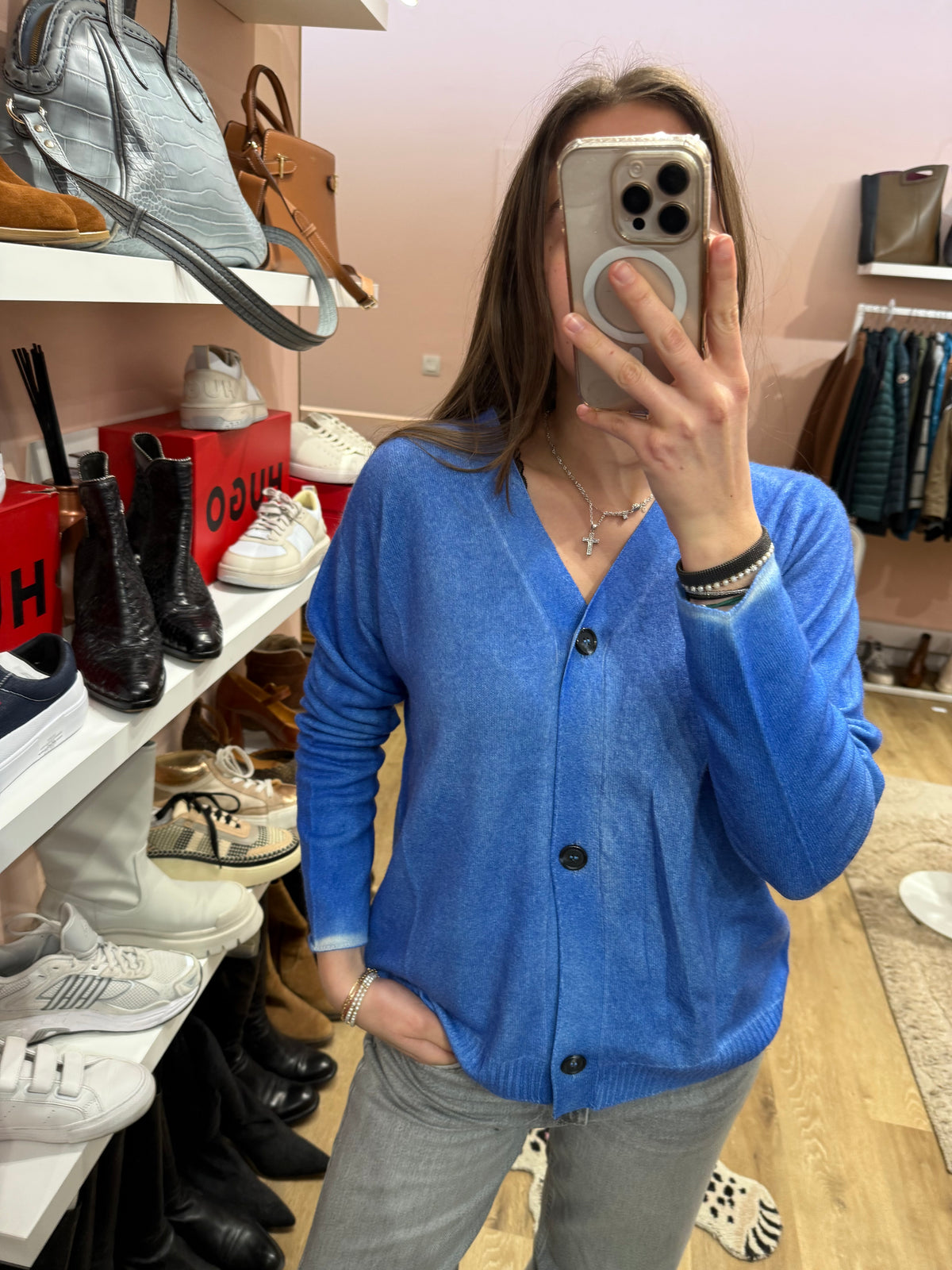 Gilet bleu Gran Sasso T.L cachemire