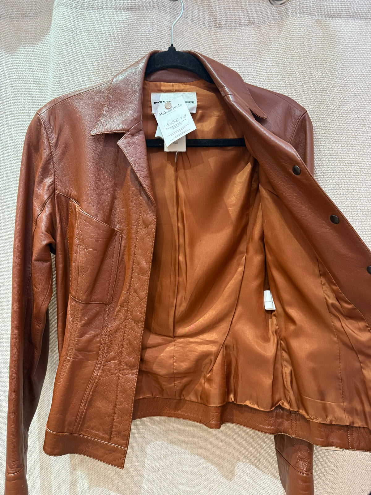 Veste en cuir mugler T.38 07/06
