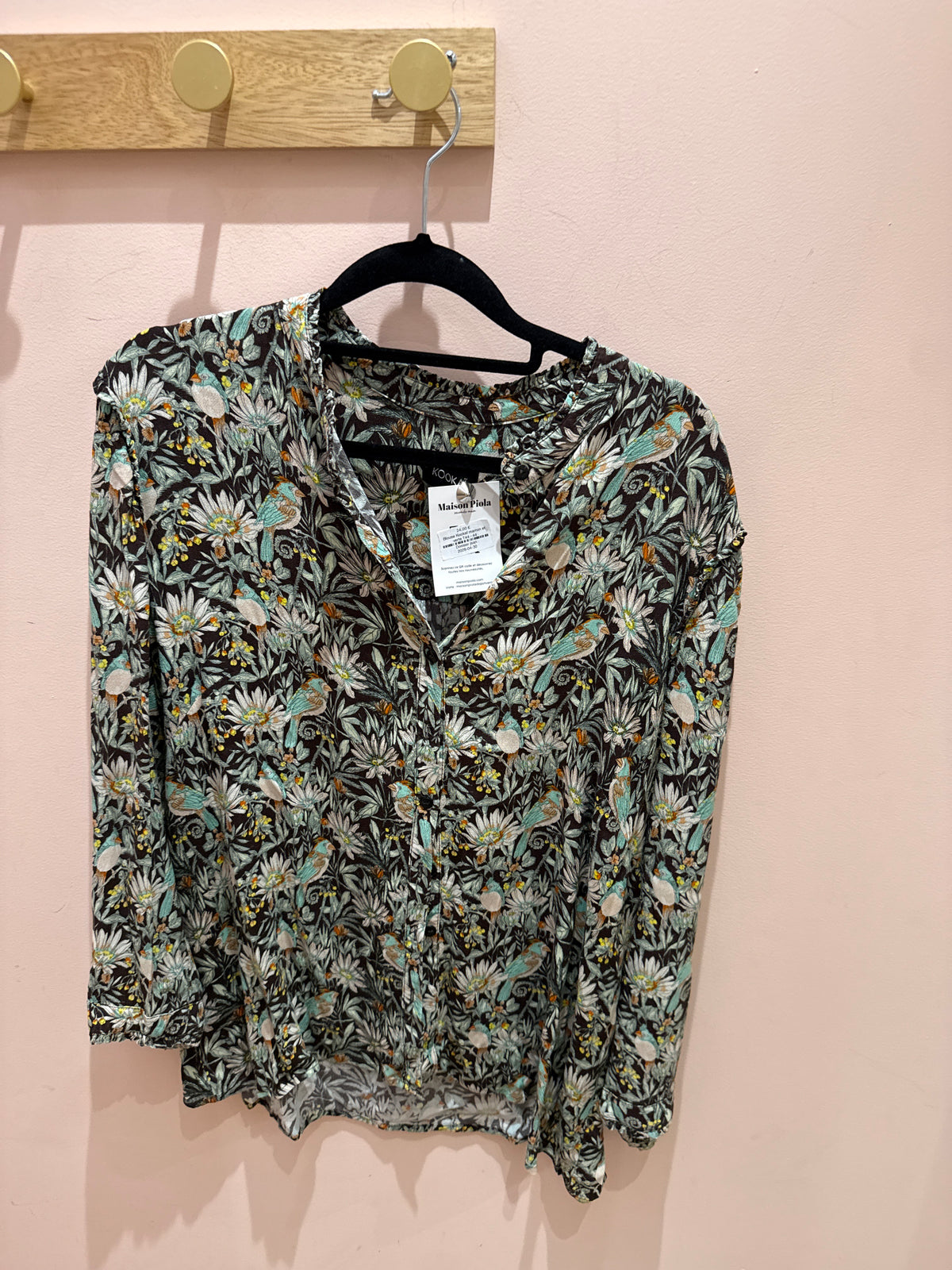 Blouse Kookaï marron et verte T44