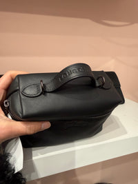 grande pochette noir longchamp doublure grise cuir