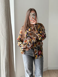 Antik Batik Marron jaune et verte T.L - Blouse