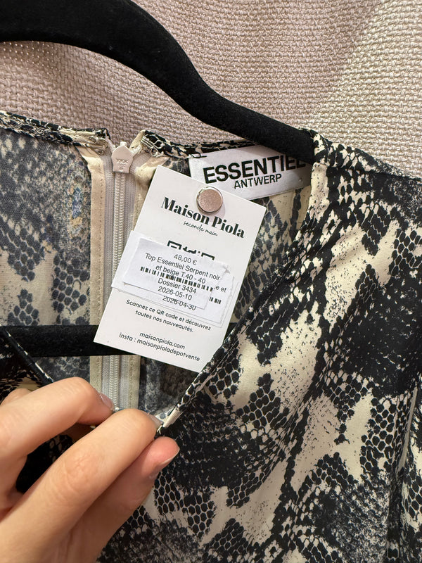 Top Essentiel Serpent noir et beige T.40 08/06