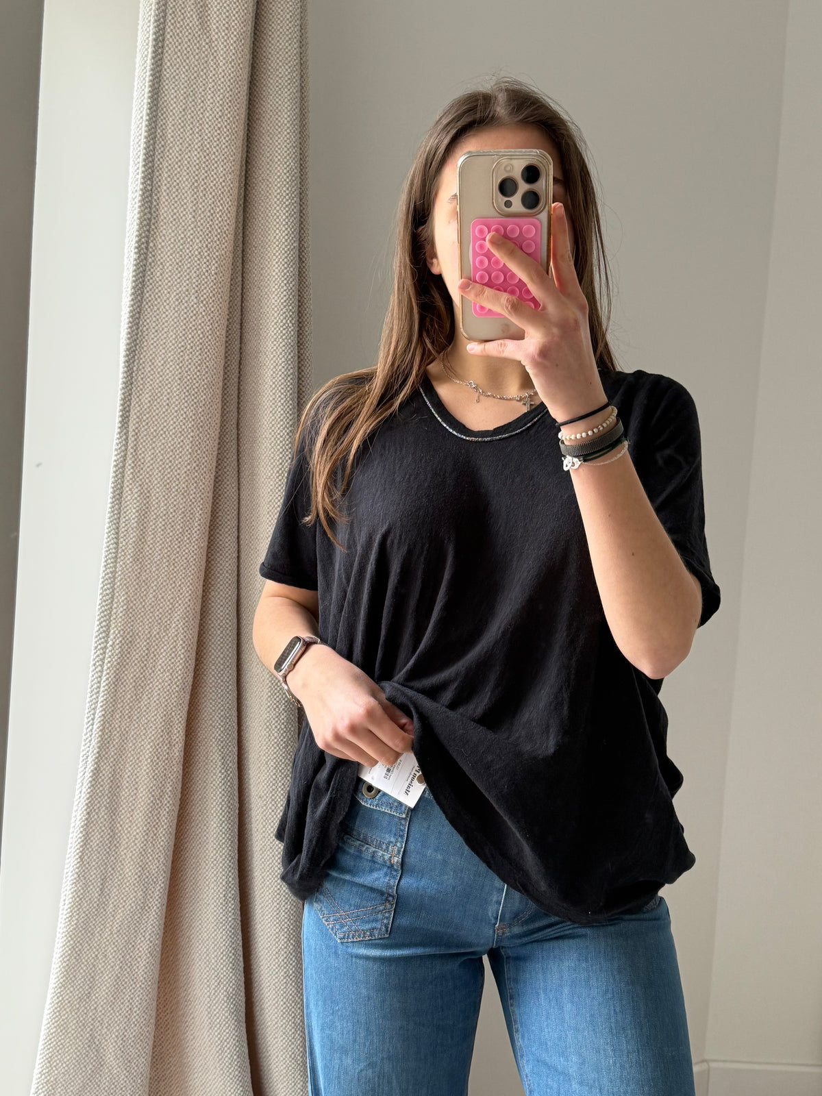 T-shirt Momoni noir détail brillant T.M