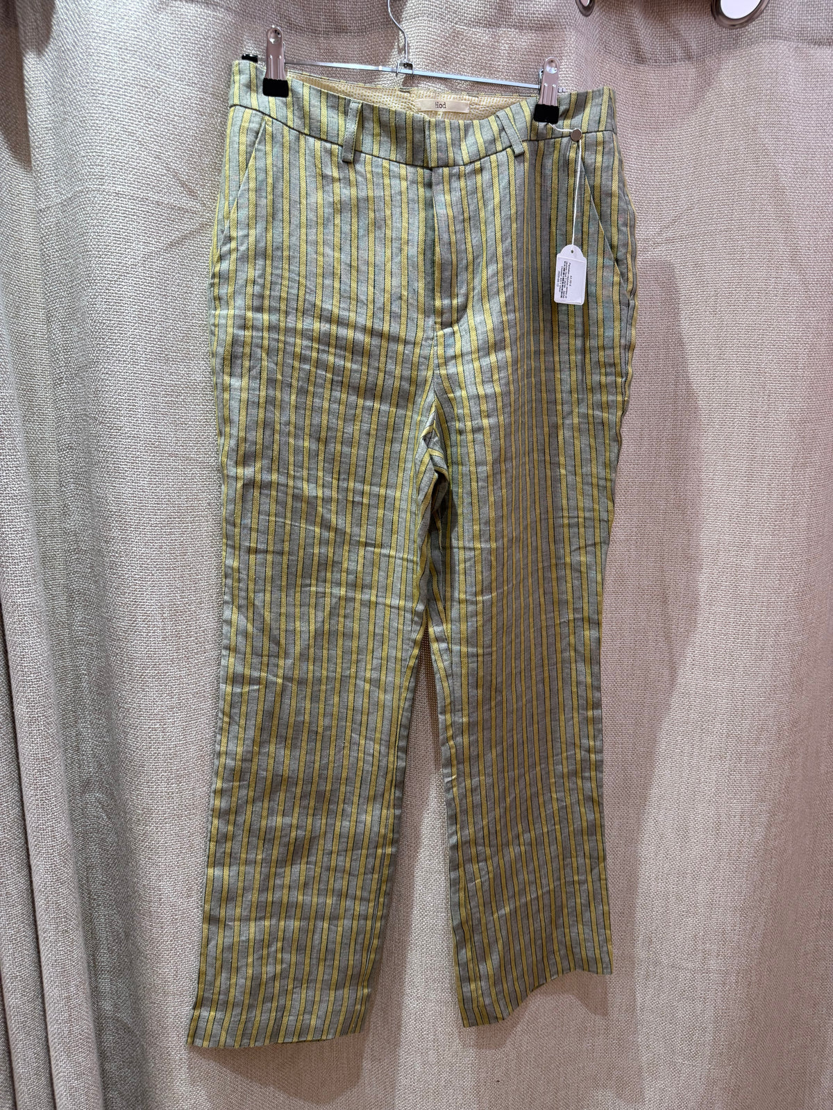 Pantalon rayures vertes et jaunes Hod T.36/38 14/06