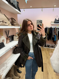 Veste marron effet peau lainé Gerard Darel 12/10
