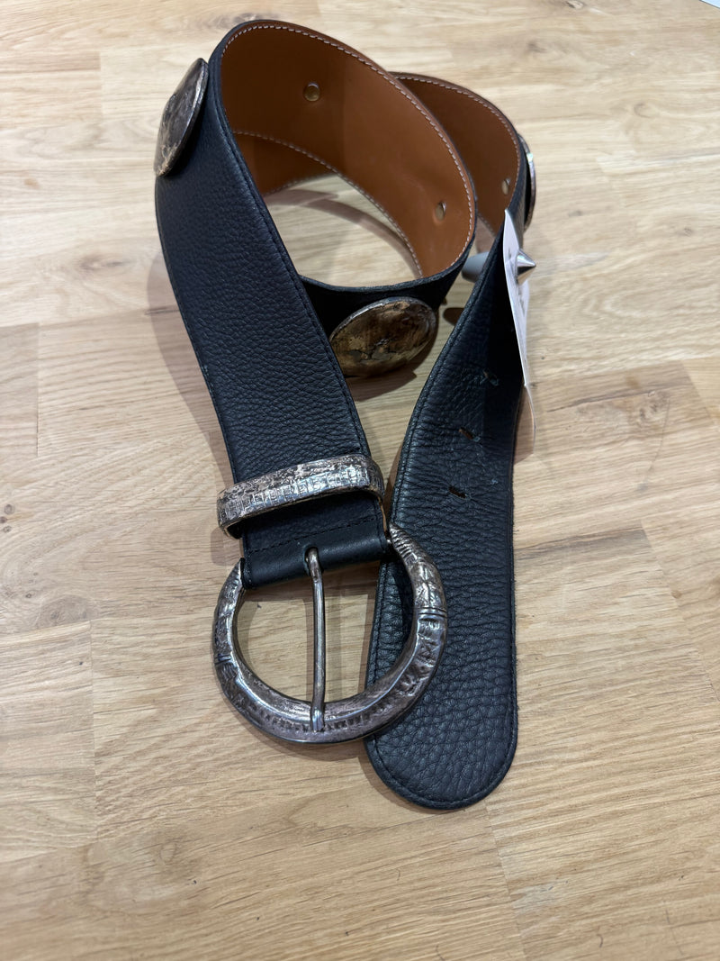 Ceinture Marron perles argentées T.80