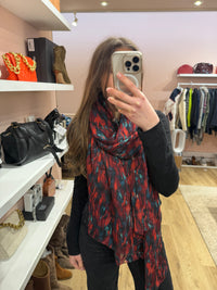 One Step - Foulard fin rouge/vert - TU