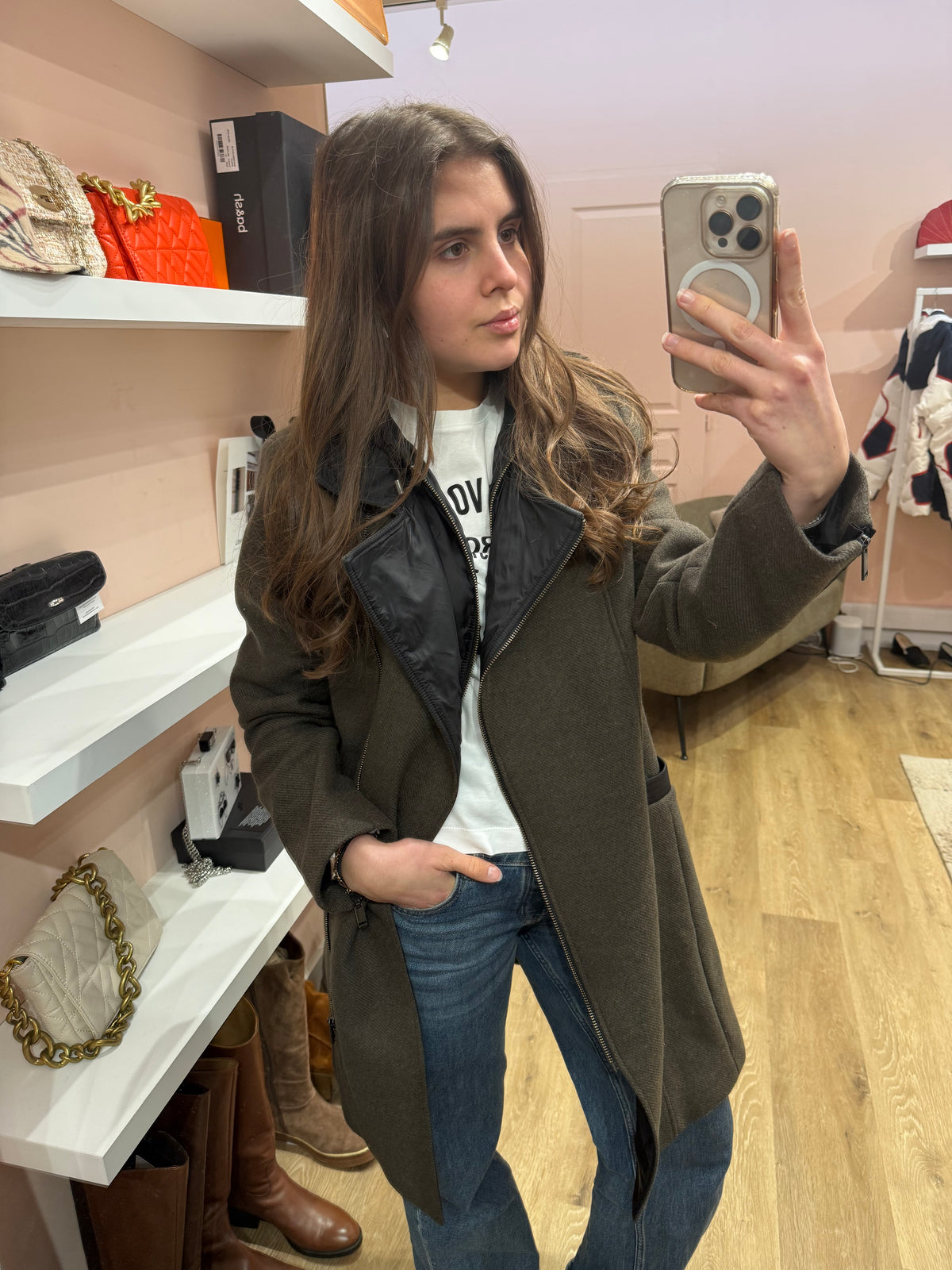 Manteau long IKKS Kaki T.M