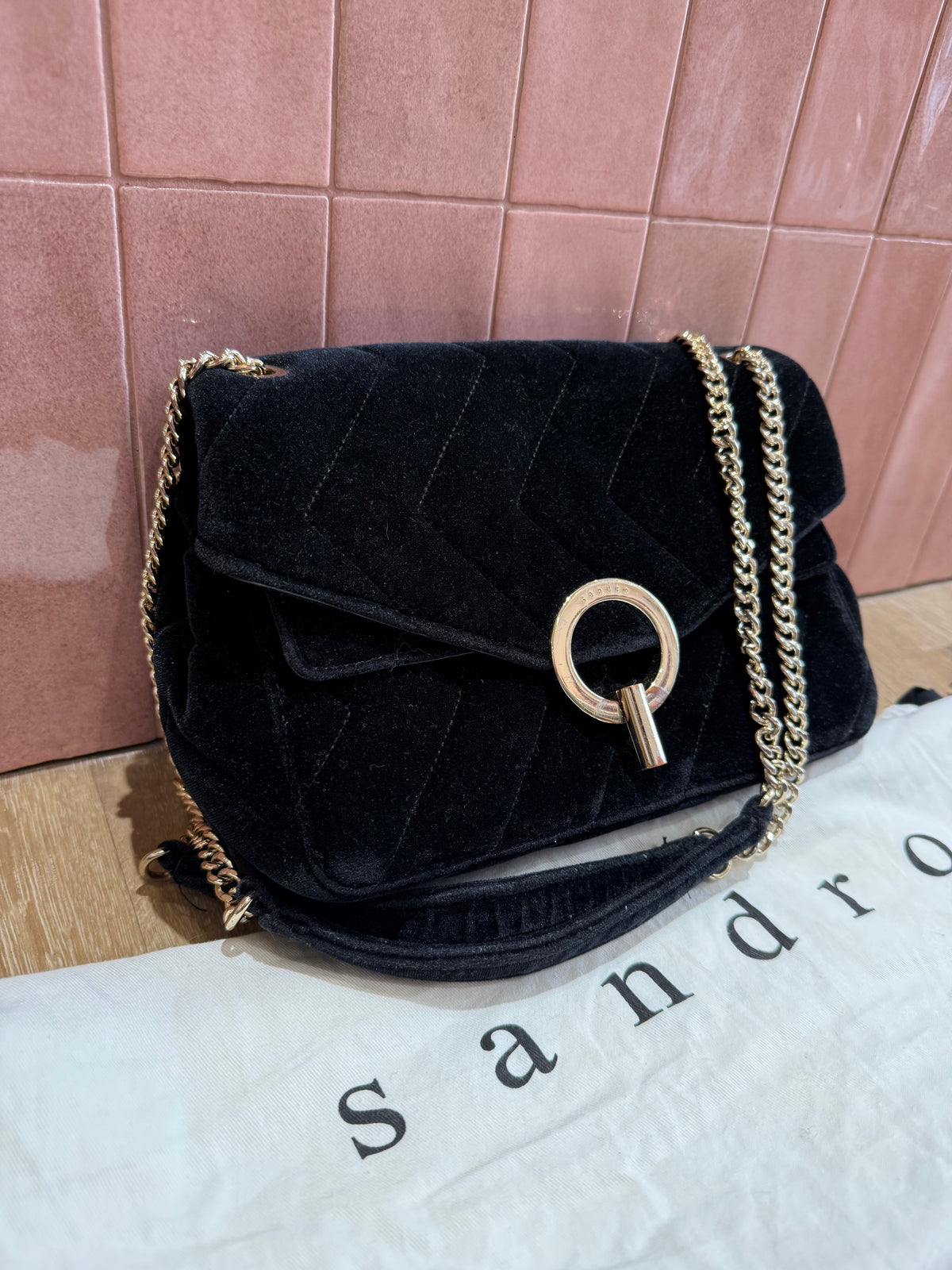 Sac Sandro en velours noir