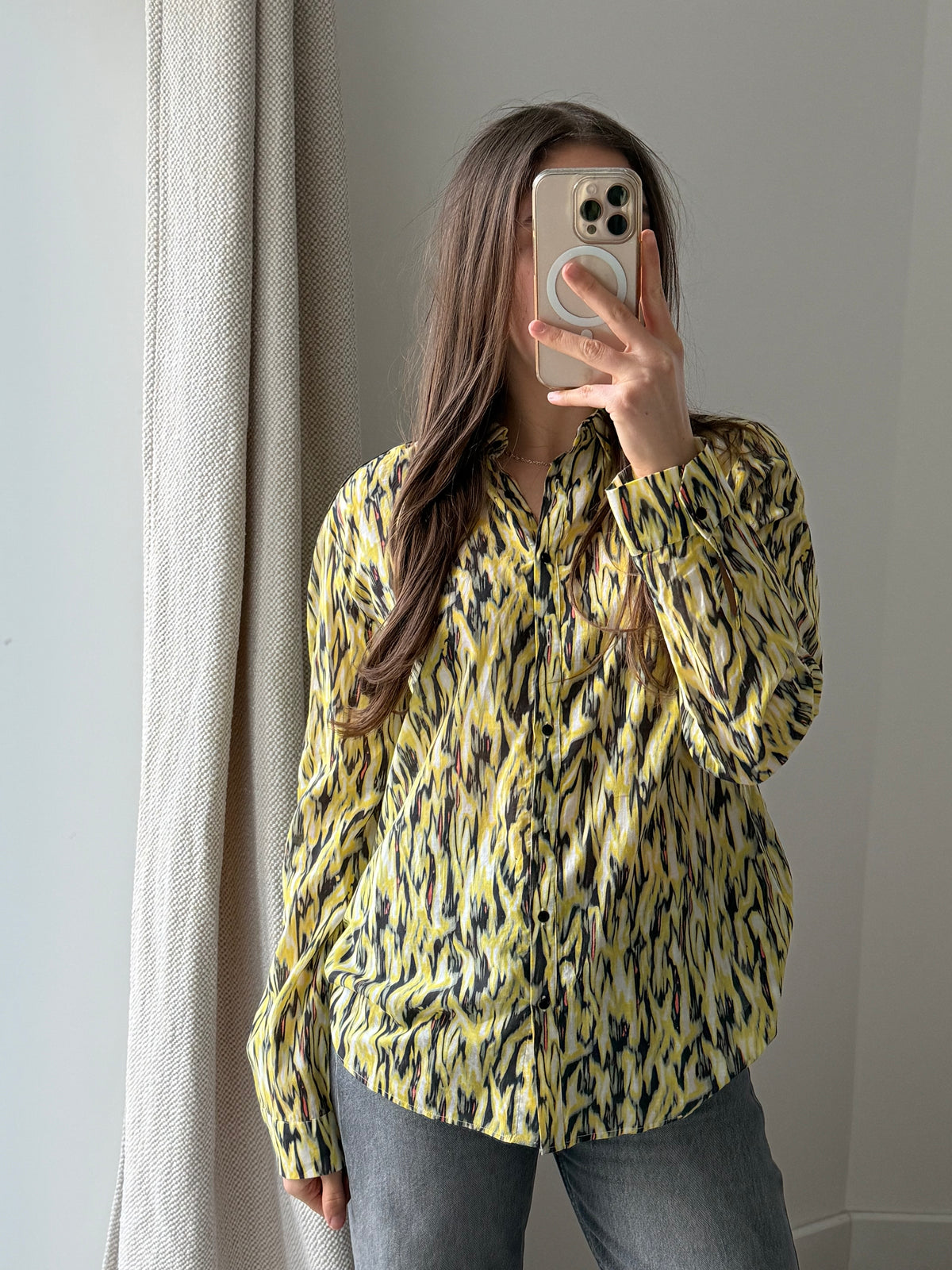 One Step - Chemise jaune zèbre ML - jaune zèbre - 44