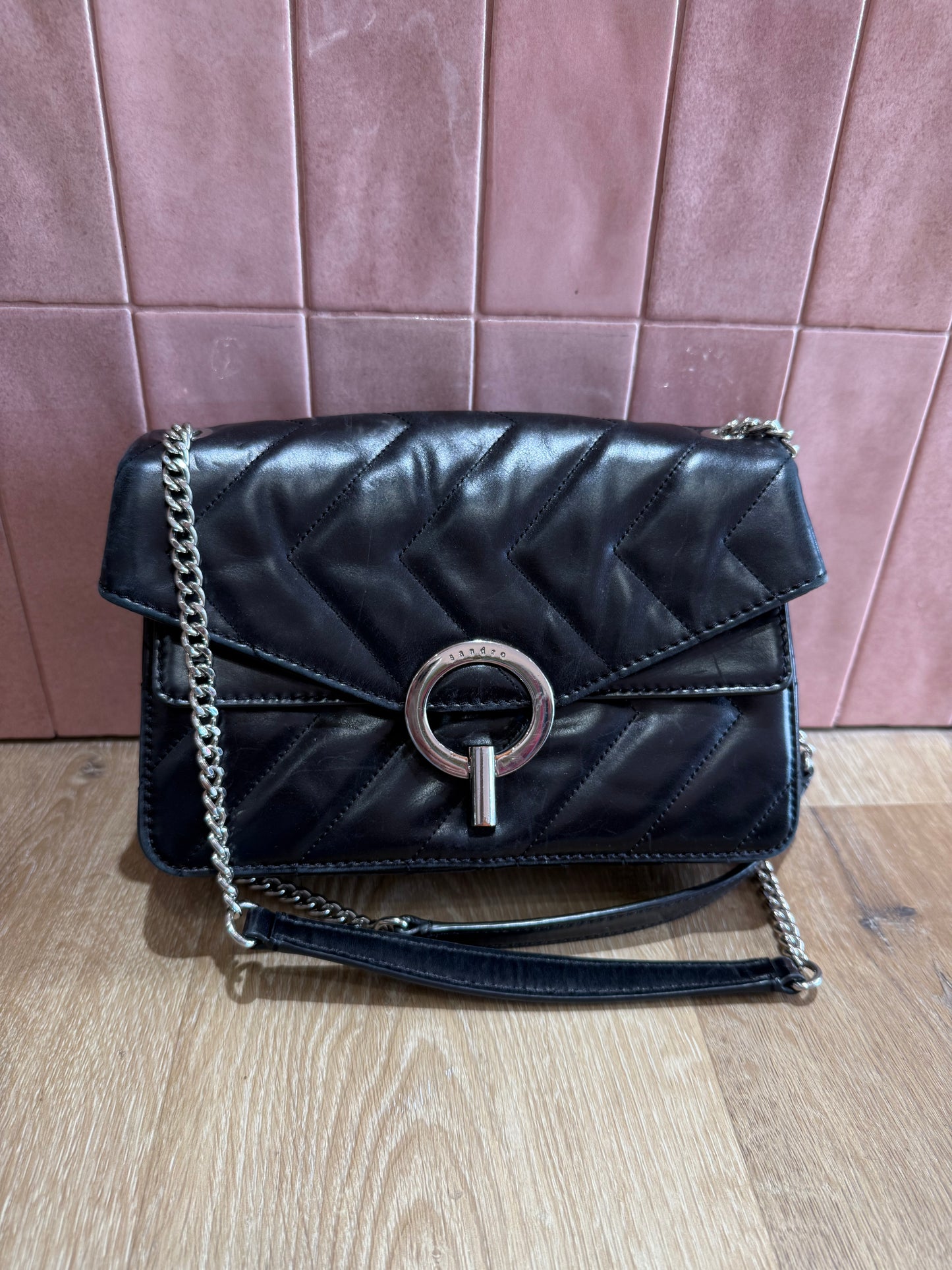 Sac Sandro cuir noir