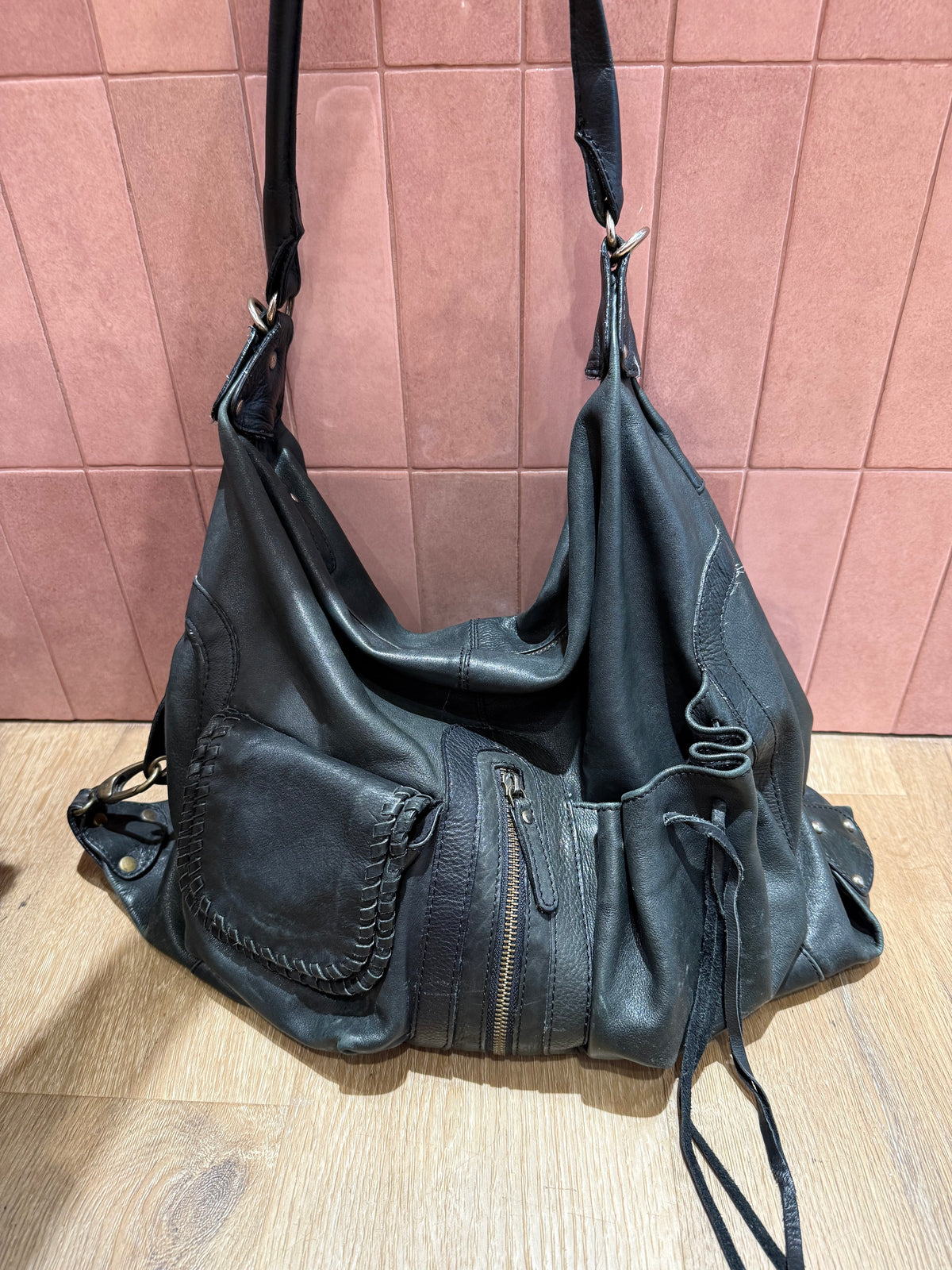Bel Air sac noir en cuir cabas 01/06