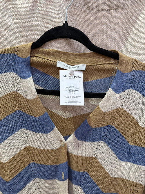 Gilet Gérard Darel bleu beige T.L