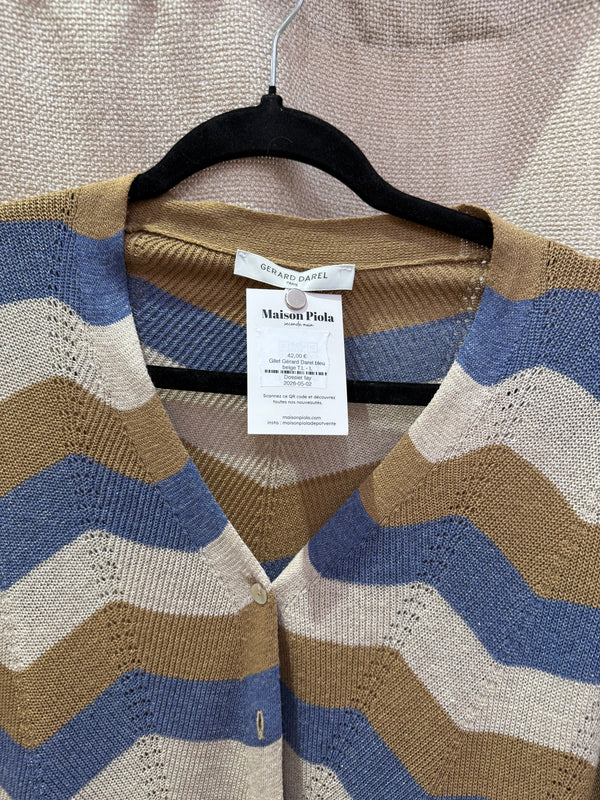 Gilet Gérard Darel bleu beige T.L