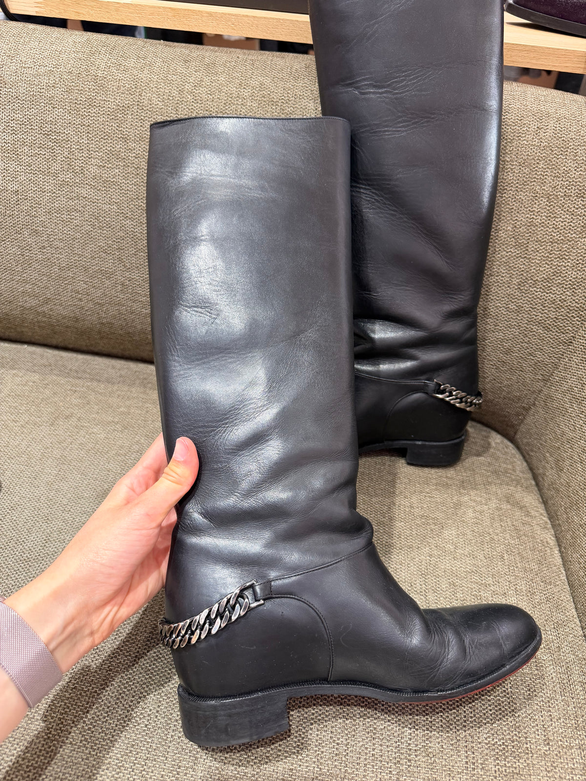 Christian Louboutin - Bottes noires avec chaîne - T.36,5 01/09