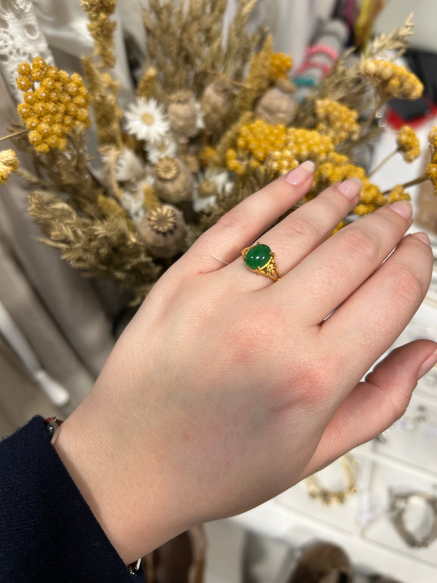 Bague pierre verte Taille 51