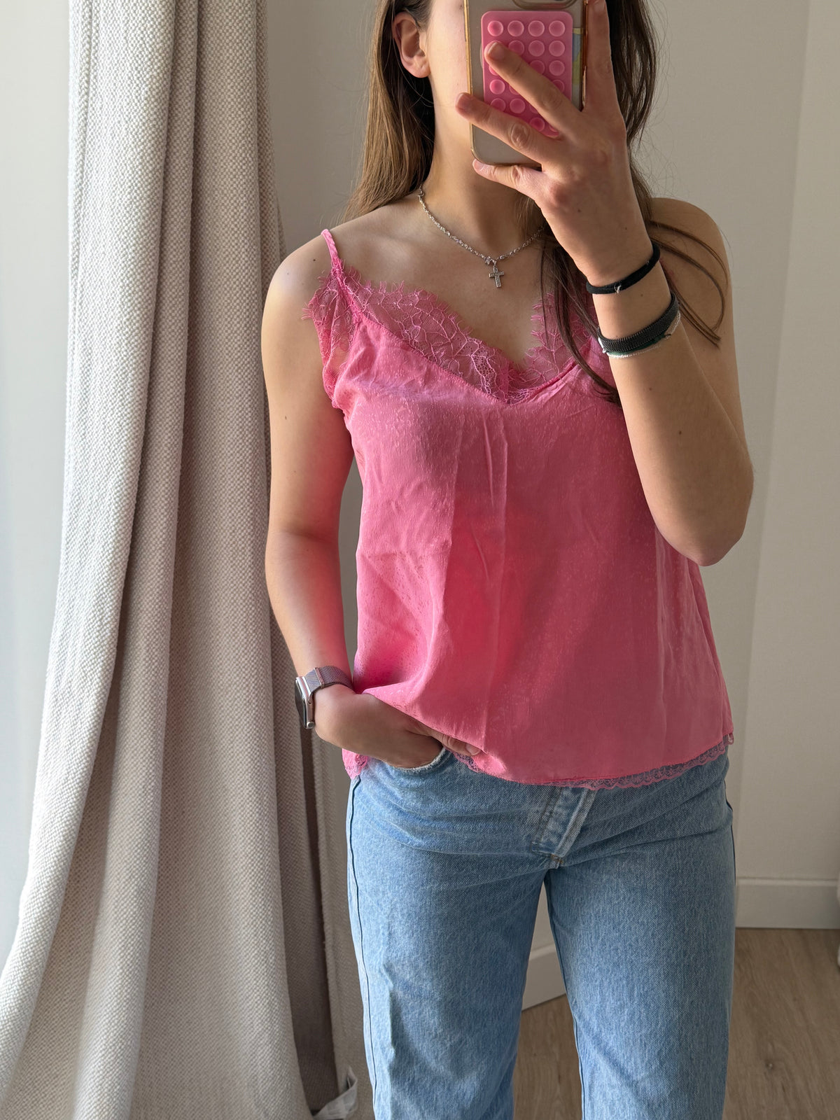 Débardeur rose Bérénice soie T.38