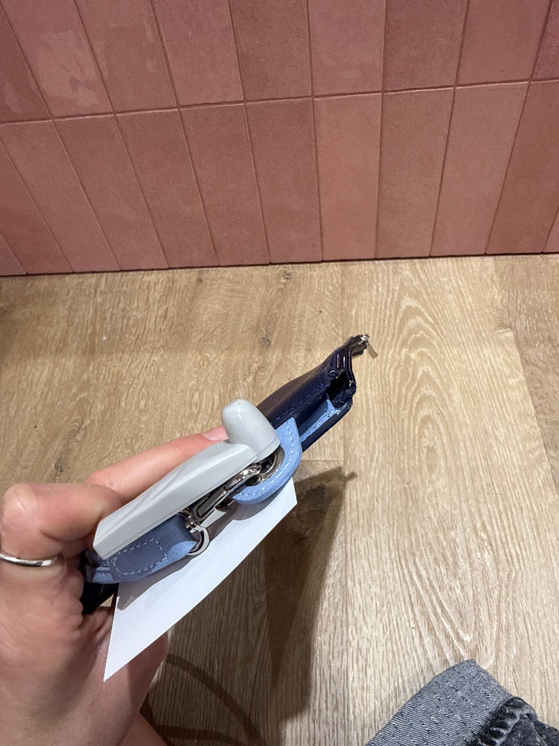 Pochette bleu marine Longchamp grande cuir