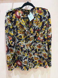 Antik Batik Marron jaune et verte T.L - Blouse