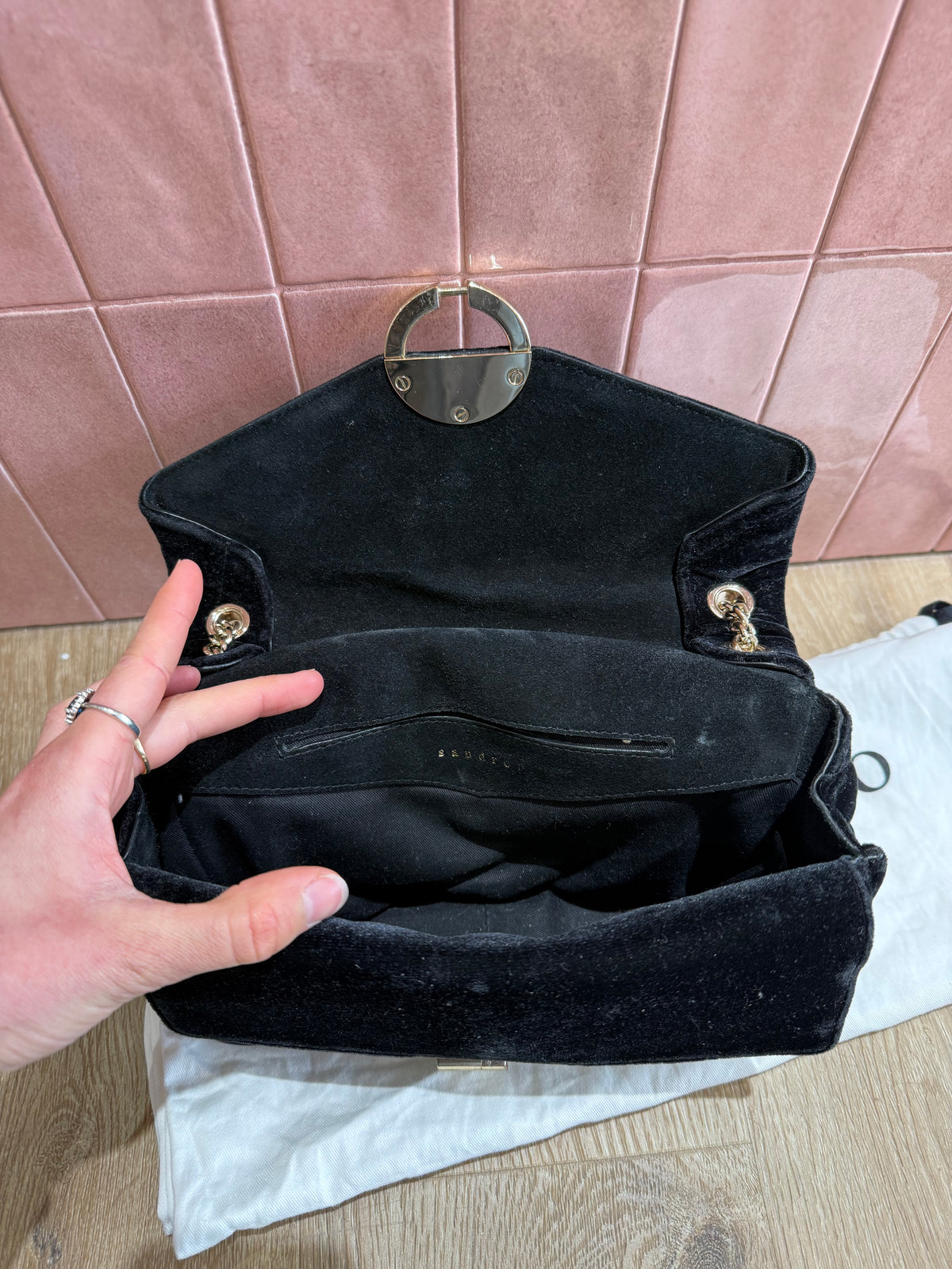 Sac Sandro en velours noir