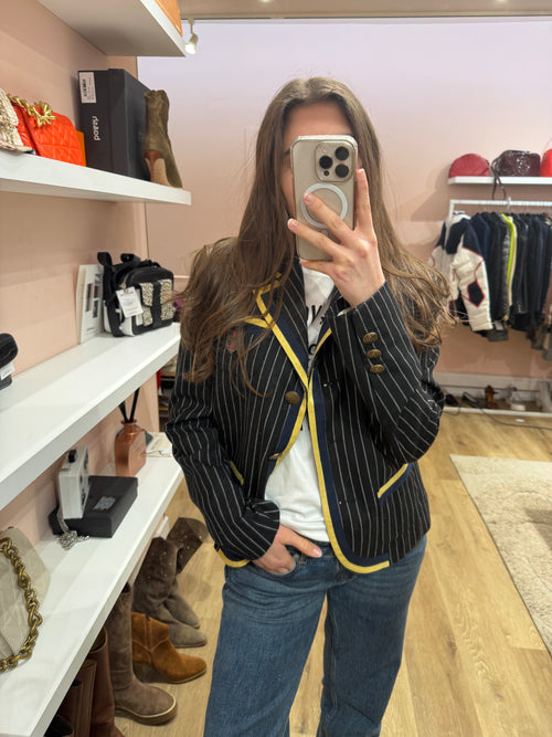 Blazer laine noir à rayures T38 galiano