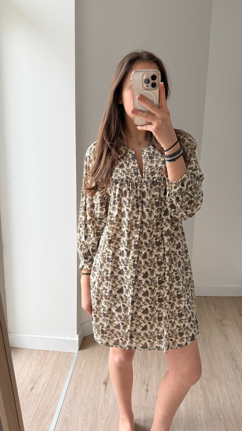 Robe beige kaki fleurs Harris Wilson Taille TS