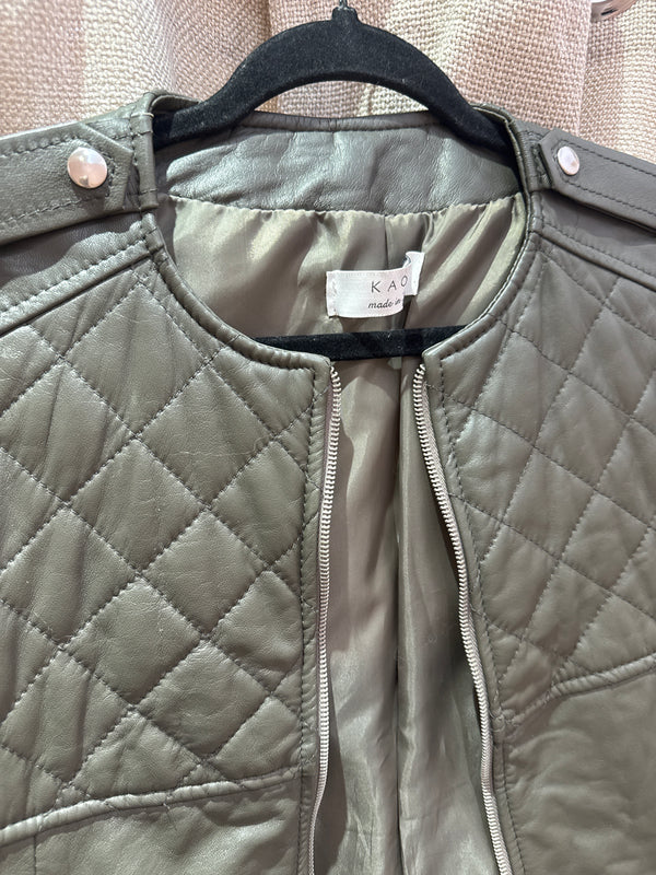 Veste kaki en cuir Kaos T.38