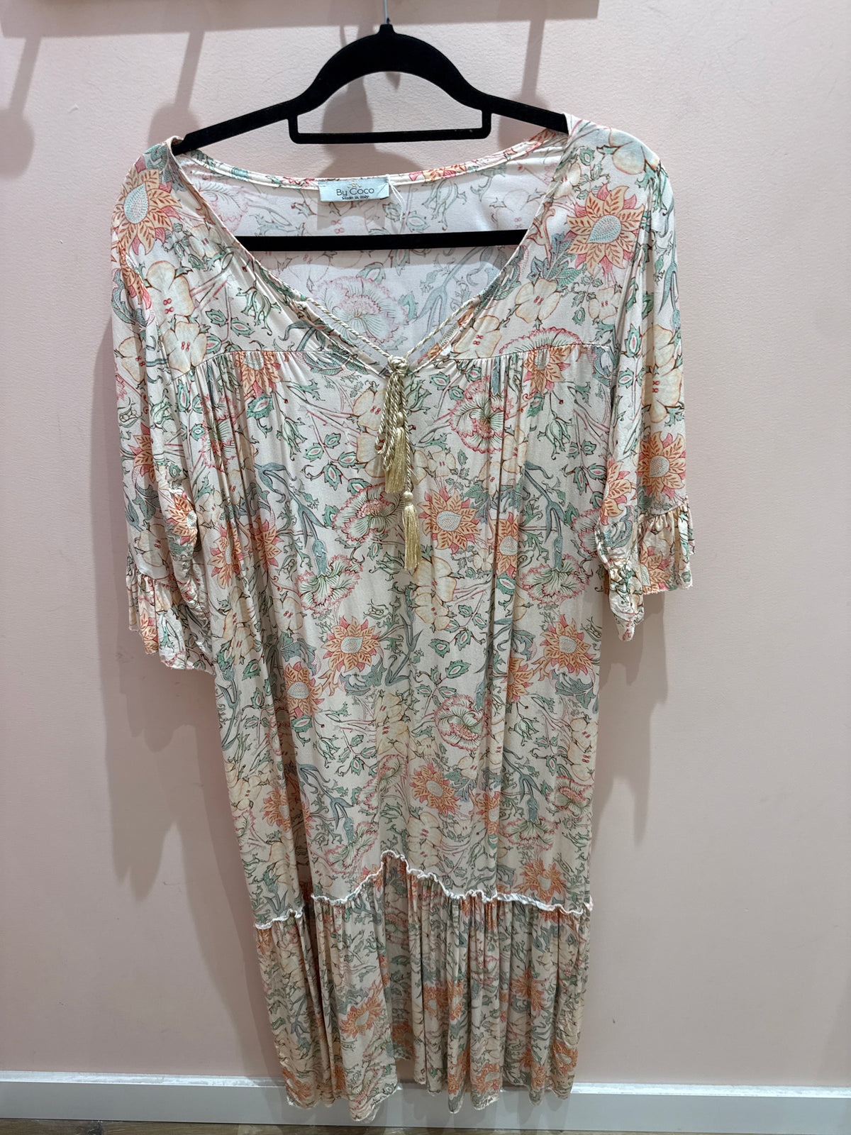 Robe beige et rose By Coco T.U