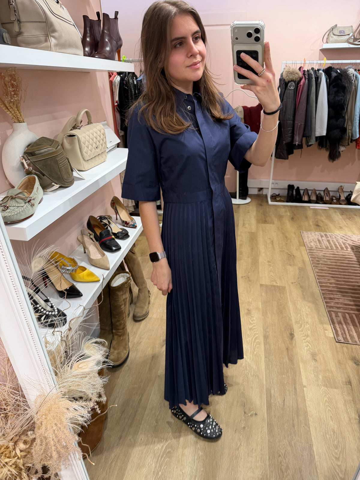 Robe longue bleu marine plissée - Paul & Joe - Taille 36 21/09