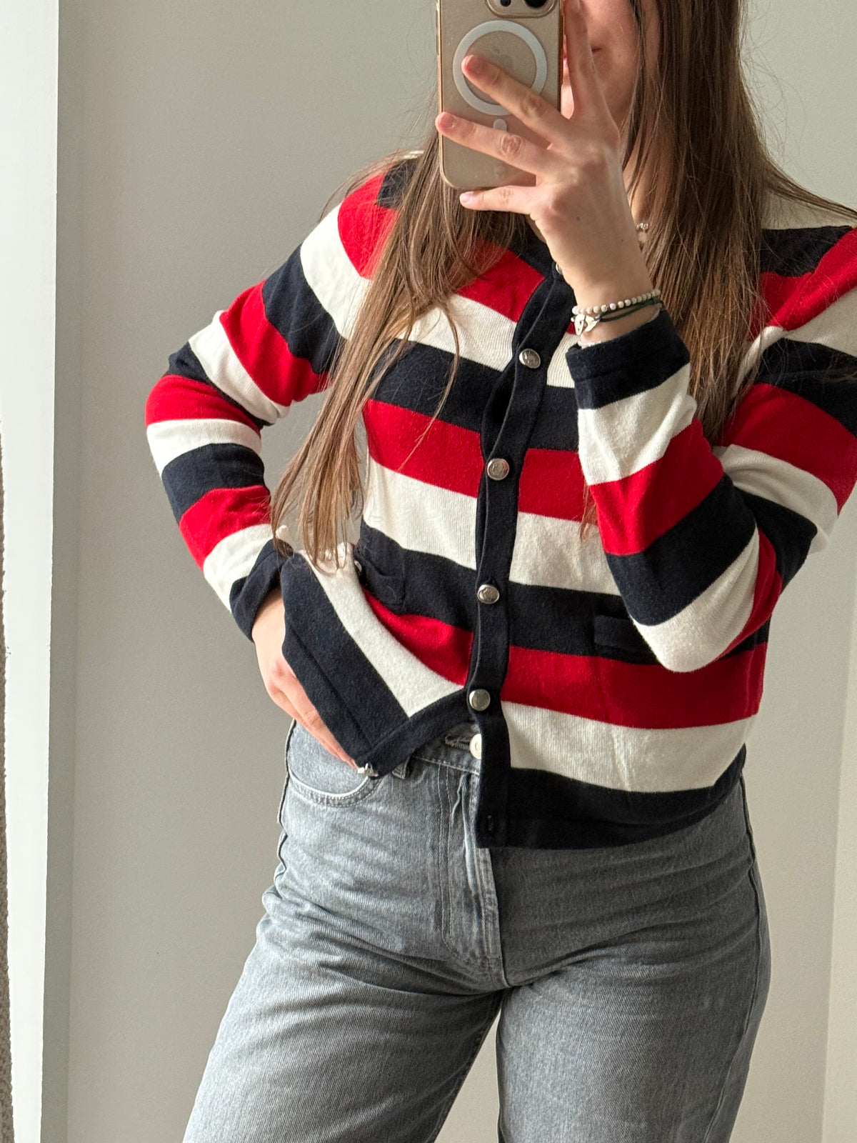 Claudie Pierlot Gilet Rouge & blanc T.S