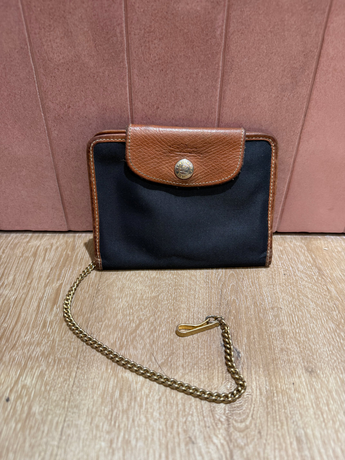 Pochette noire et marron Longchamp (petite)