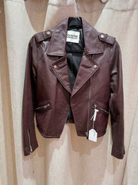 Veste en cuir cerise Claudie Pierlot T.38 23/10