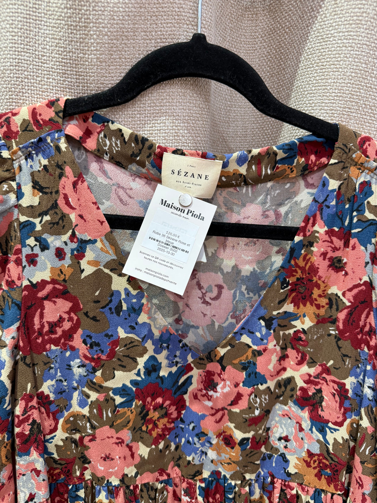 Robe 36 Sézane Rose et bleue