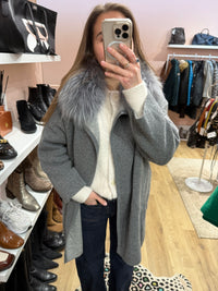 Gilet gris Weill T.44 fourrure / laine / cachemire