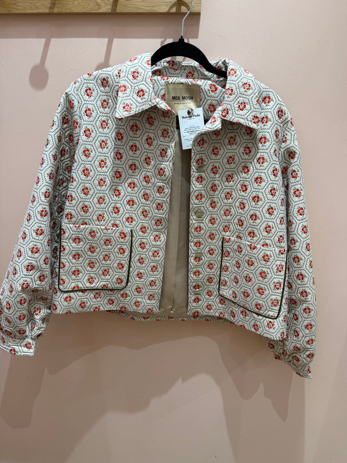 Veste matelassée Mosh Mosh beige et rouge T.38