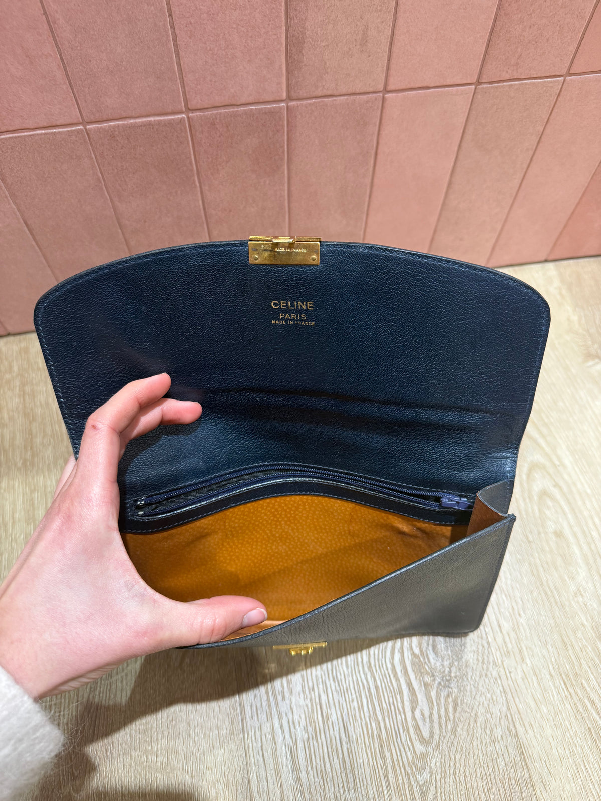Pochette Céline vintage bleu marine
